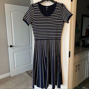 Jones New York fit and flare navy dress size small